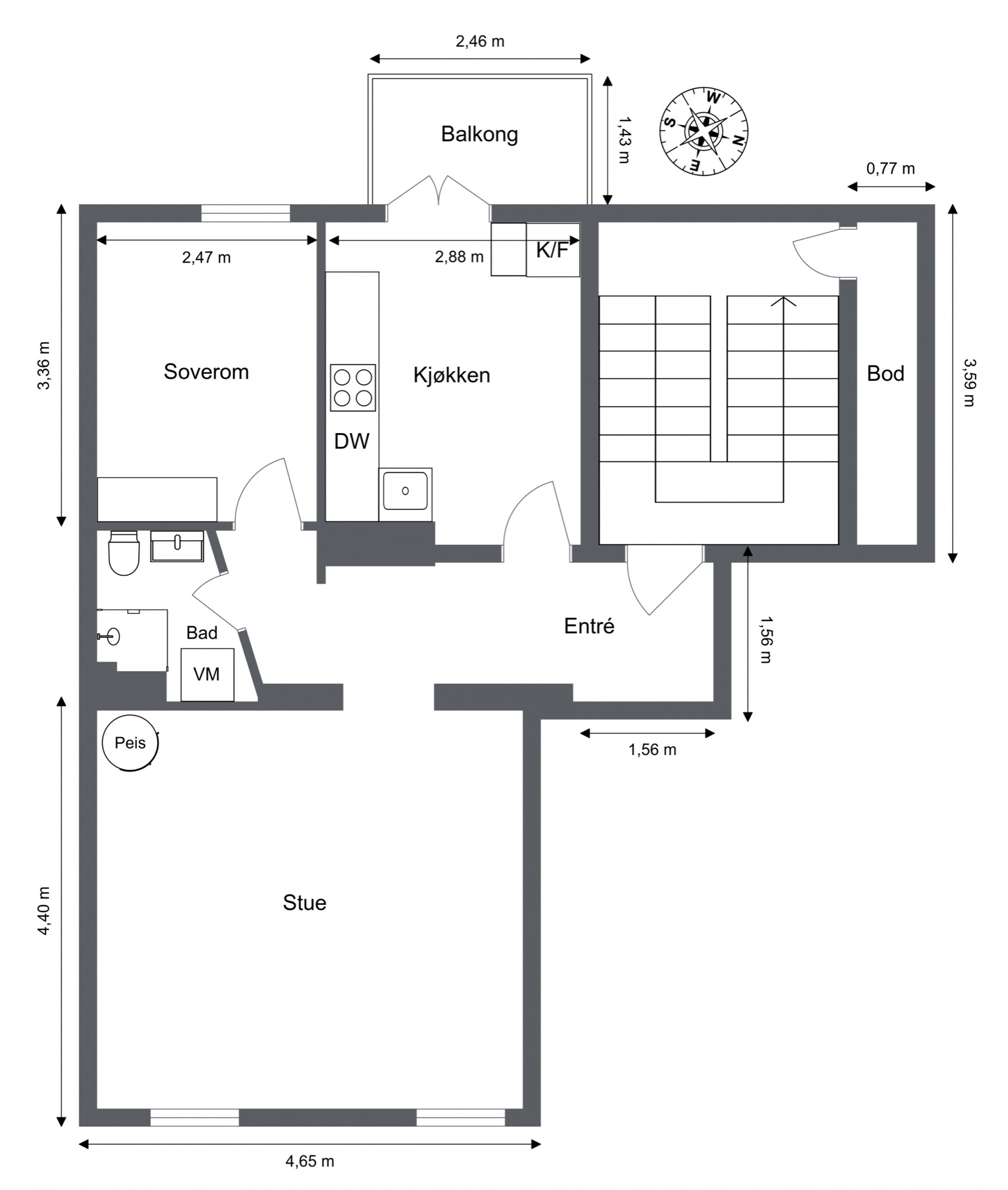 Dagens planløsning, Maridalsveien 30B